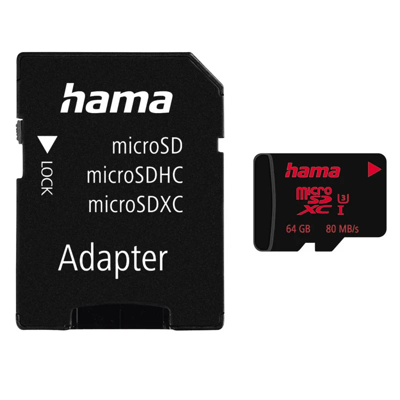 Hama microSDHC 64GB UHS-I Class 3 80MB/s Micro SD Card + Adapter Photo 123982