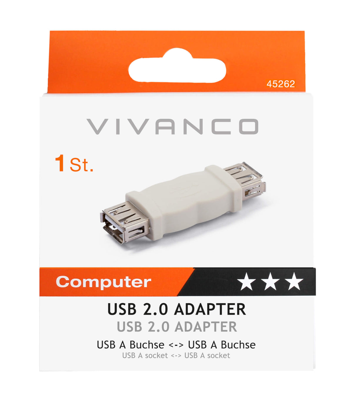 Vivanco USB Coupler - USB A Socket to USB A Socket 45262
