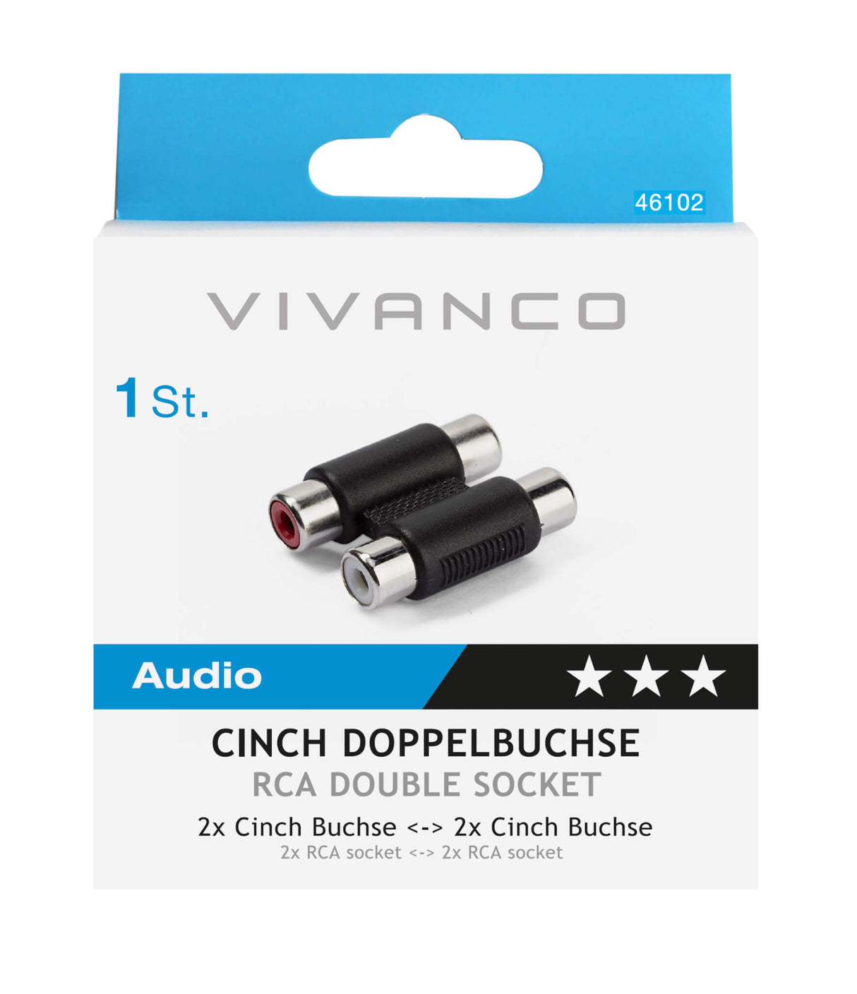 Vivanco 2 x RCA Phono Socket to 2 x RCA Phono Socket Coupler 46102