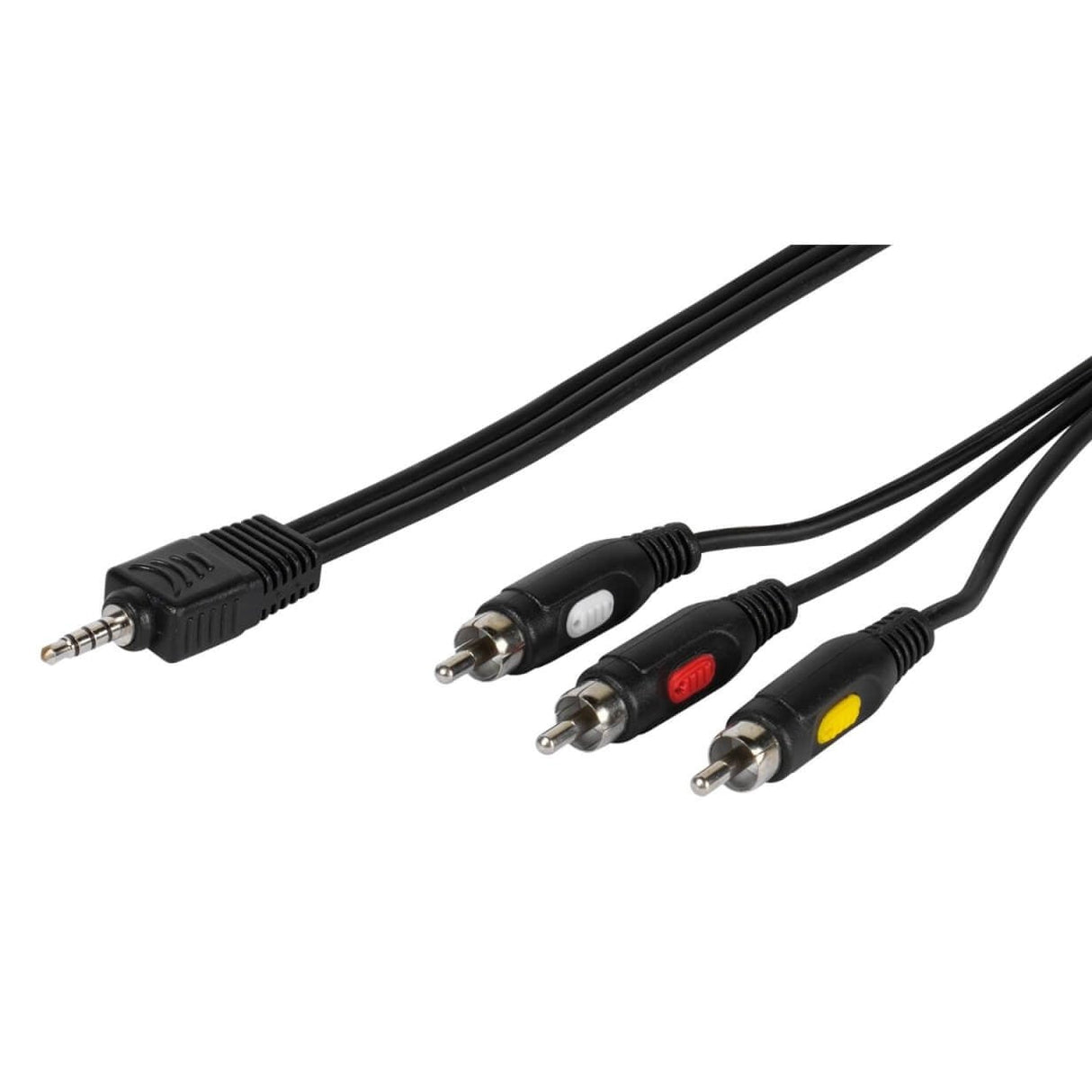 Vivanco 4 Pin 3.5mm Jack Plug to 3 x RCA Audio / Video Phono Plug Cable 2m 47050