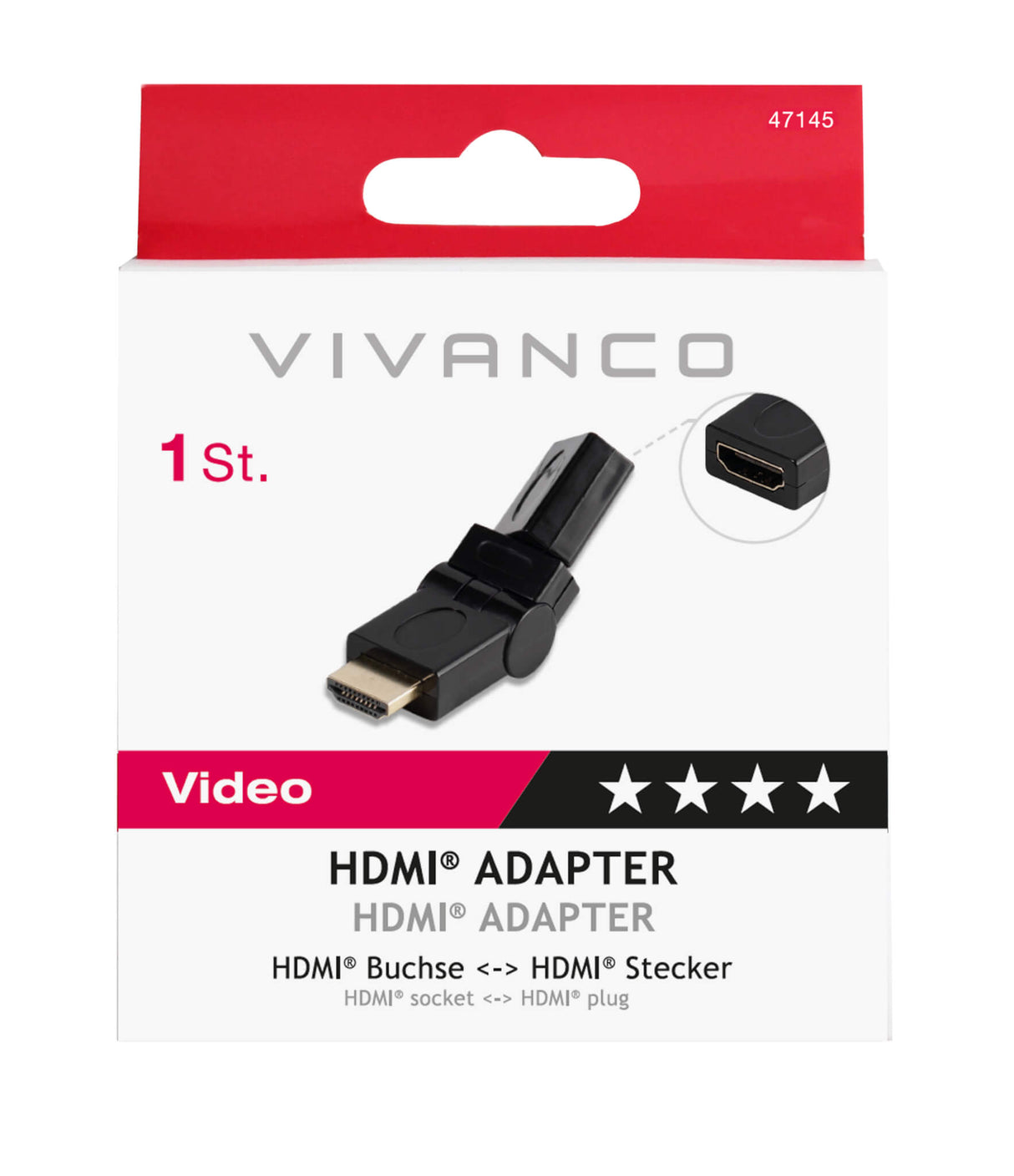 Vivanco HDMI 360 Degree / Right Angle Adapter 47145