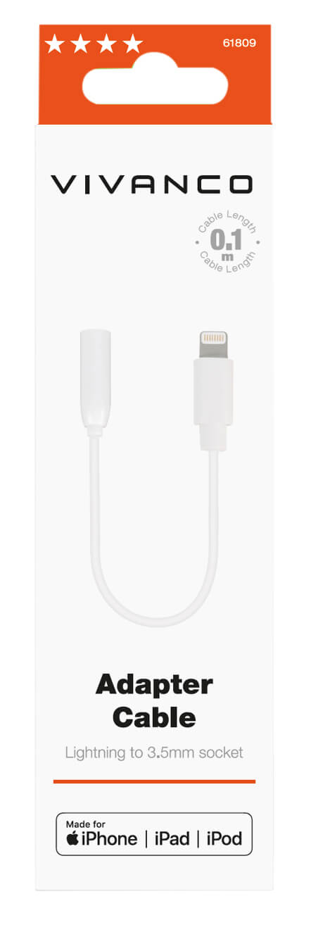 Vivanco Lightning to 3.5mm Jack Socket 0.1M 61809