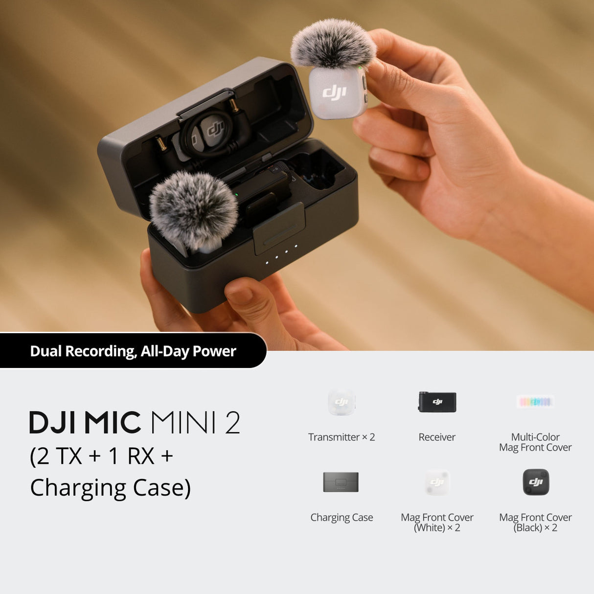 DJI MIC Mini 2 (2 x RX + 1 x TX + Charging Case) Wireless Lapel Microphone Kit