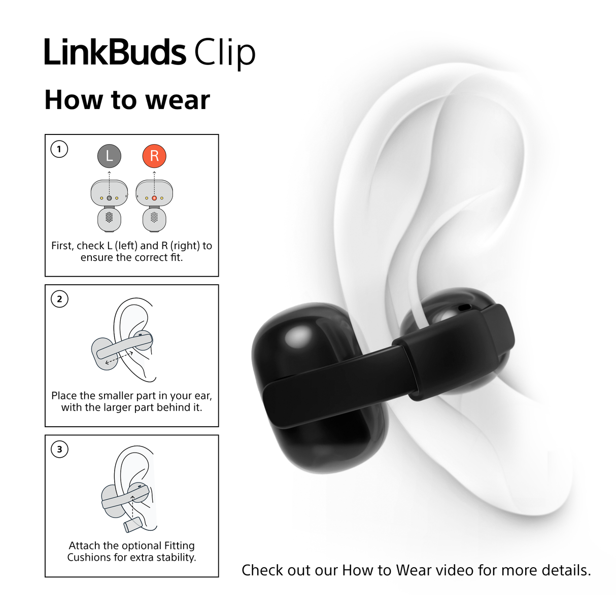 Sony Linkbuds Clip Bluetooth Open Ear Earbuds Headphones WFLC900V Lavender