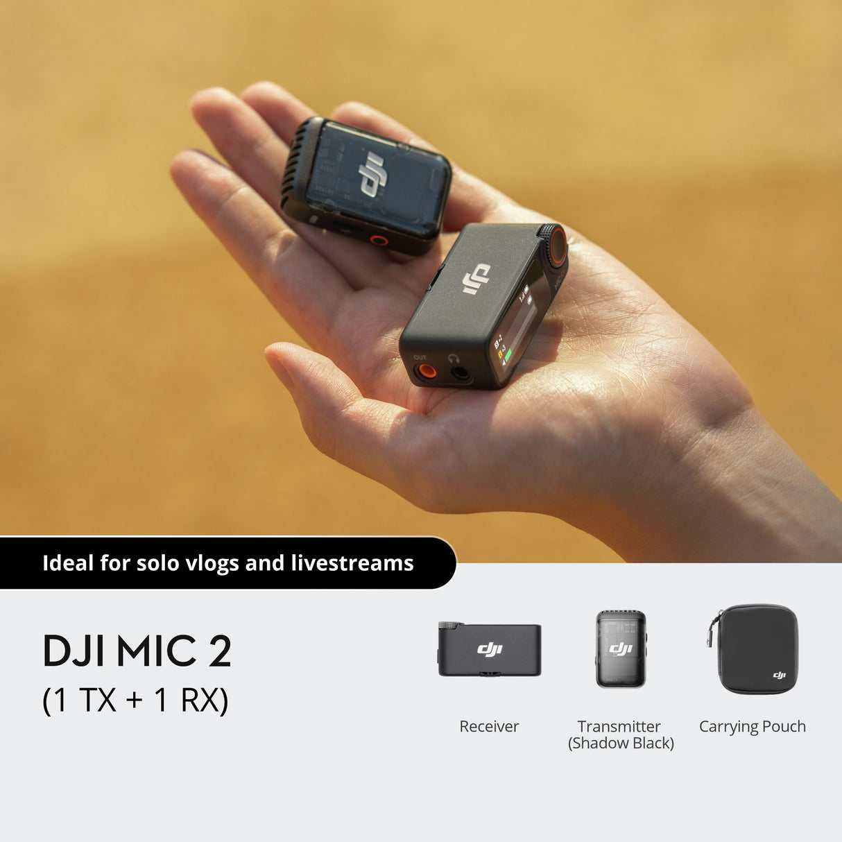 DJI MIC 2 (1 x RX + 1 x TX) Wireless Lapel Microphone Kit