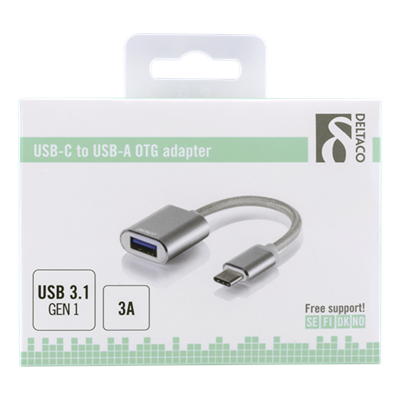 Deltaco USB Type C Plug To USB A Socket Adapter USBC1276