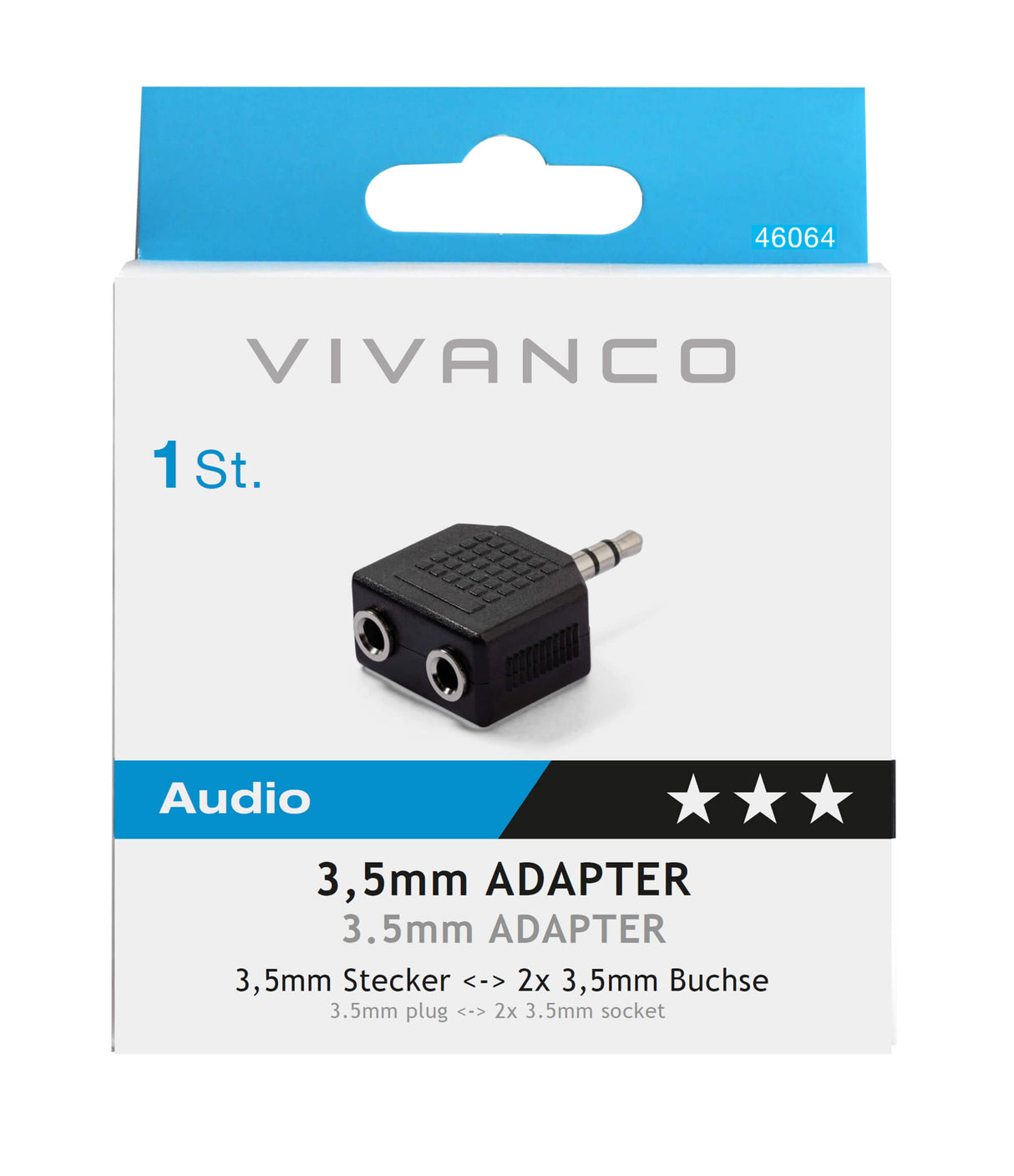 Vivanco 3.5mm Jack Y Splitter Adapter Headphone Mini Jack 46064