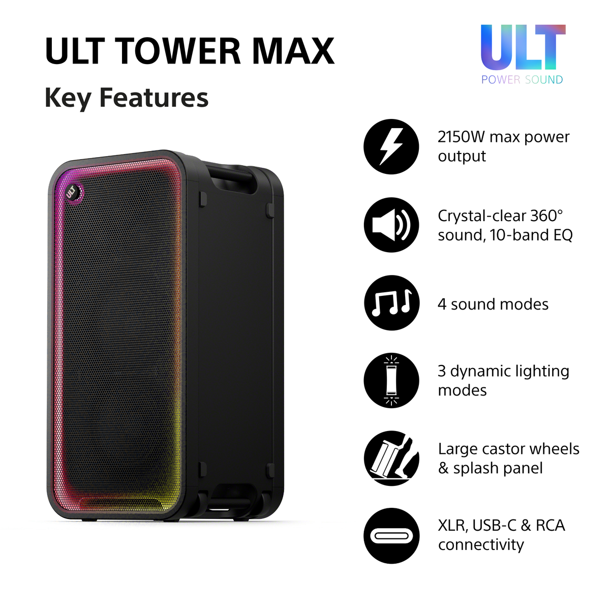 Sony SRS-ULT3000 ULT Tower MAX Bluetooth Party Speaker SRSULT3000