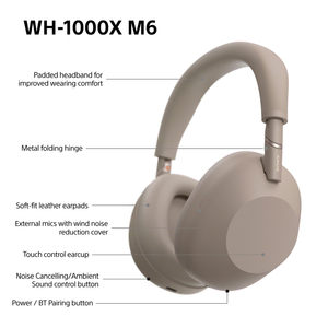Sony WH-1000XM6T Wireless Noise Cancelling Headphones Sandstone WH1000XM6T
