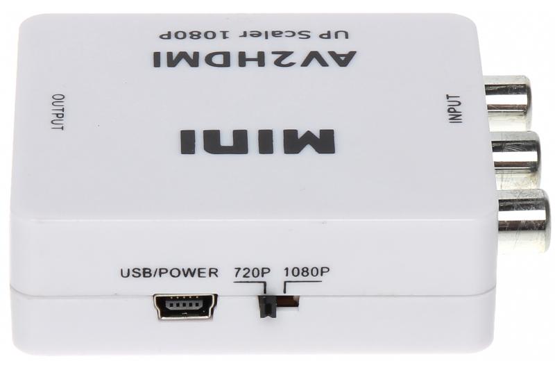 AV 3 x RCA Phono Composite Video to HDMI Adapter (USB Powered)