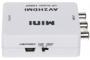 AV 3 x RCA Phono Composite Video to HDMI Adapter (USB Powered)