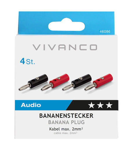 Vivanco Banana Plugs Screw Type Speaker Connections 46086