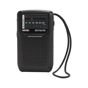 Aiwa RS33 FM/AM Portable Handheld Pocket Radio with Headphones Black RS-33