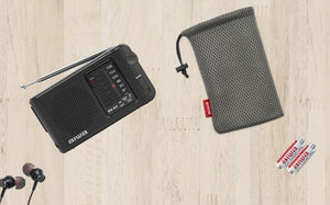Aiwa RS44 FM/AM Portable Handheld Pocket Radio with Headphones Black RS-44