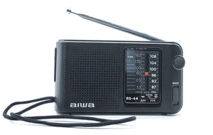 Aiwa RS44 FM/AM Portable Handheld Pocket Radio with Headphones Black RS-44