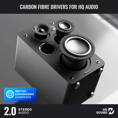 Majority D100X Passive Bookshelf Speakers (Pair) Black