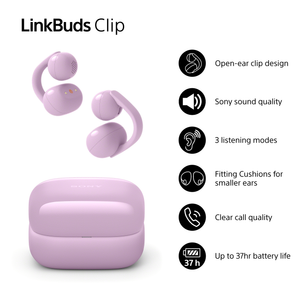 Sony Linkbuds Clip Bluetooth Open Ear Earbuds Headphones WFLC900V Lavender