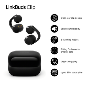 Sony Linkbuds Clip Bluetooth Open Ear Earbuds Headphones WFLC900B Black
