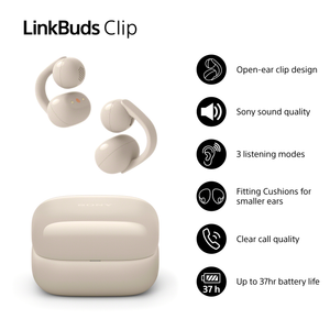Sony Linkbuds Clip Bluetooth Open Ear Earbuds Headphones WFLC900C Greige Cream