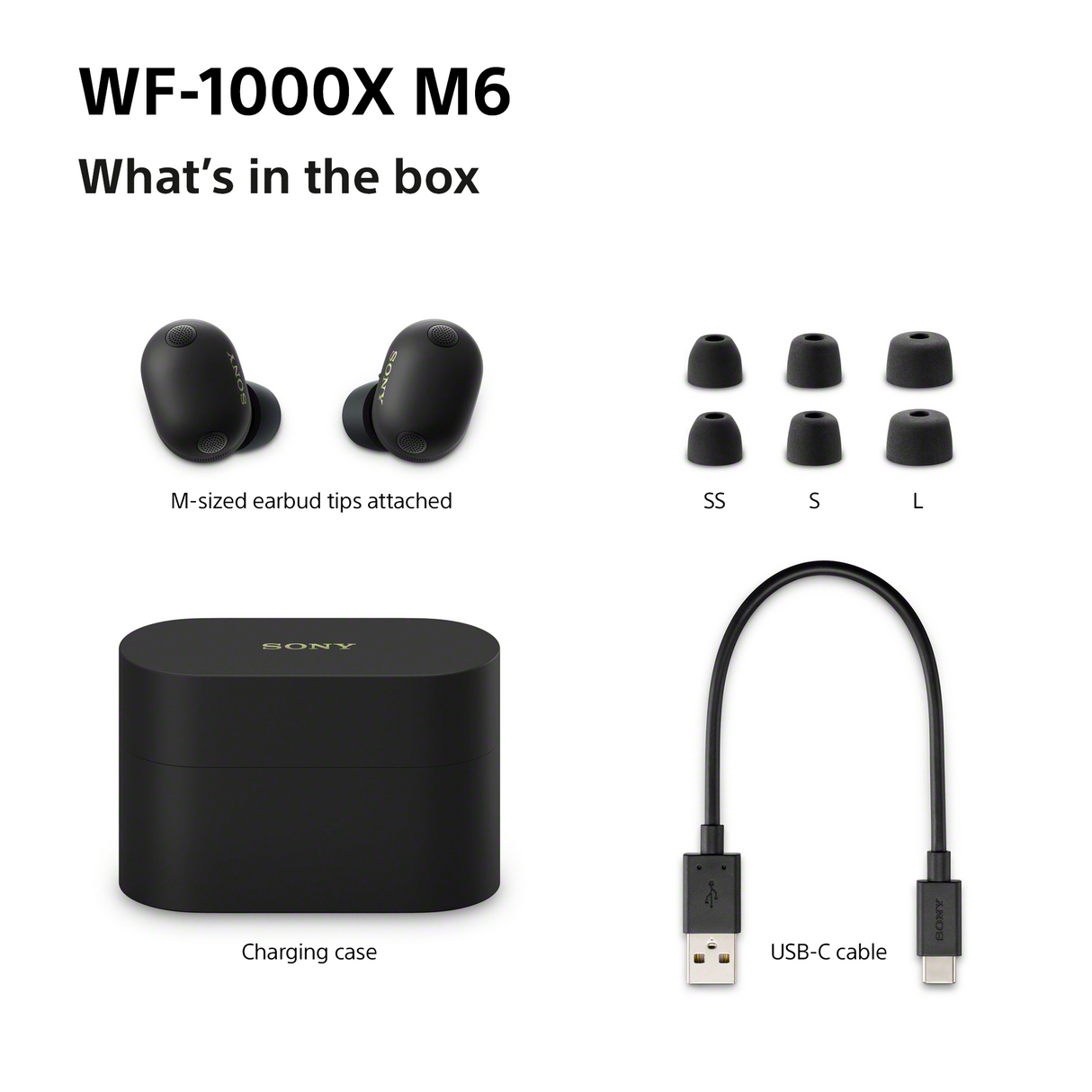 Sony WF-1000XM6B Premium Wireless Noise Cancelling Earbuds Black WF1000XM6B