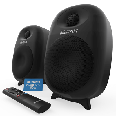 Majority D80 Powered / Bluetooth Bookshelf Speakers Black (Pair)