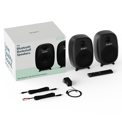 Majority D80 Powered / Bluetooth Bookshelf Speakers Black (Pair)