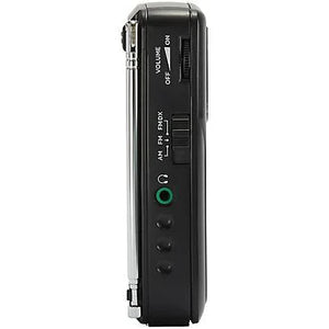 Aiwa RS33 FM/AM Portable Handheld Pocket Radio with Headphones Black RS-33