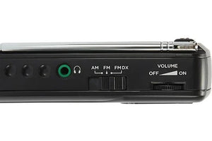 Aiwa RS33 FM/AM Portable Handheld Pocket Radio with Headphones Black RS-33