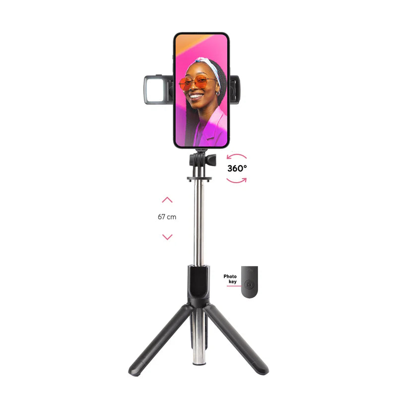 SBS Universal Selfie Stick with Built in LED Light and Tripod TETRIPOLED