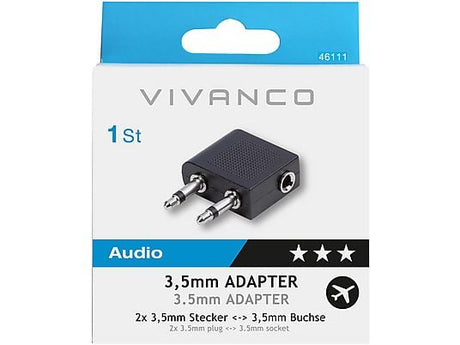 Vivanco 3.5mm Socket to 2 x 3.5mm Plug Adapter / Aeroplane Adapter